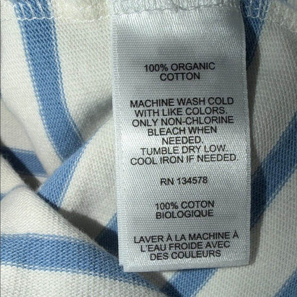 Vineyard Vines Funnel Neck Striped Long Sleeve Tee Coastal Organic Cotton Size M - Picture 6 of 7